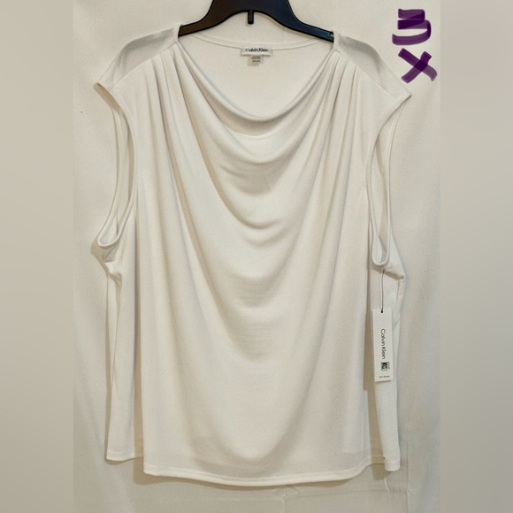 Calvin Klein Women's Cream Drape Tank Top - Picture 1 of 2